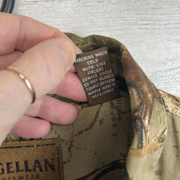 Magellan Deer Print Tan Brown Long Sleeve Button Up Shirt Mens Size XL - Picture 6 of 6